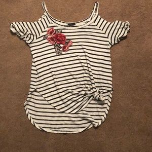 Cold Shoulder Embroidered Top